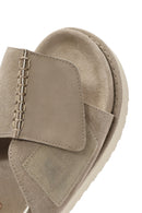 Women's Beige Strappy Suede Leather Sandals | Derimod
