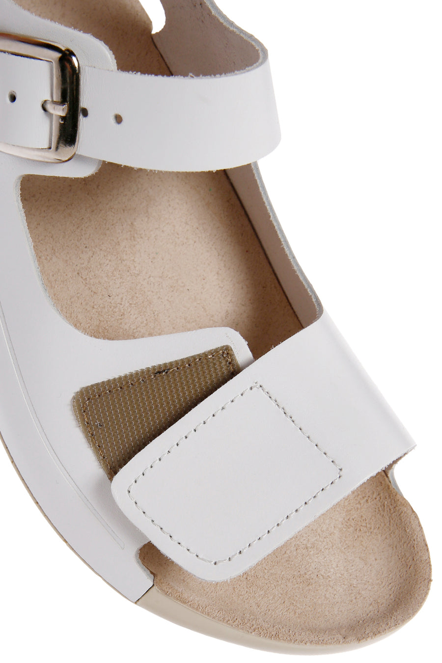 Women's White Ankle Strap Leather Comfort Sandals