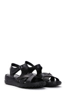 Women's Black Ankle Strap Leather Comfort Sandals | Derimod