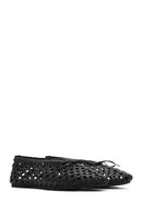 Women's Black Braided Ballerina | Derimod