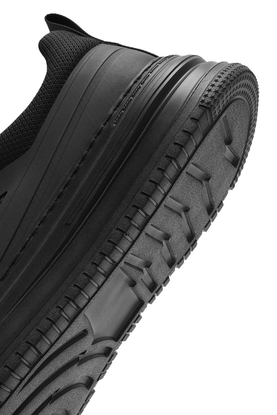 Men's Black Lace-Up Thick Sole Sneaker