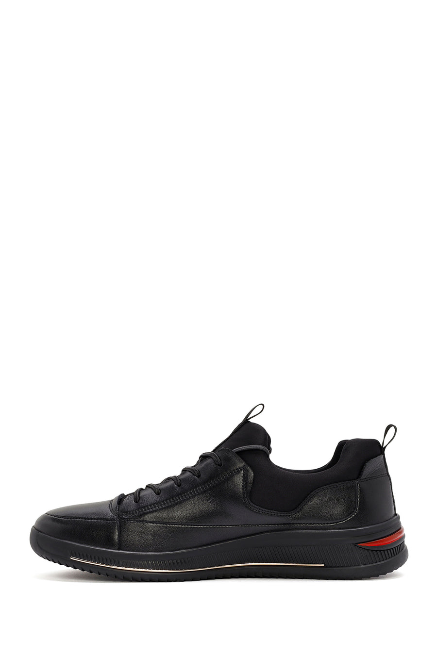 Men's Black Lace-up Leather Sneaker