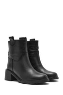 Women's Black Thick Heeled Leather Boots | Derimod