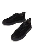 Erkek Siyah Bağcıklı Kalın Tabanlı Nubuk Deri Sneaker | Derimod
