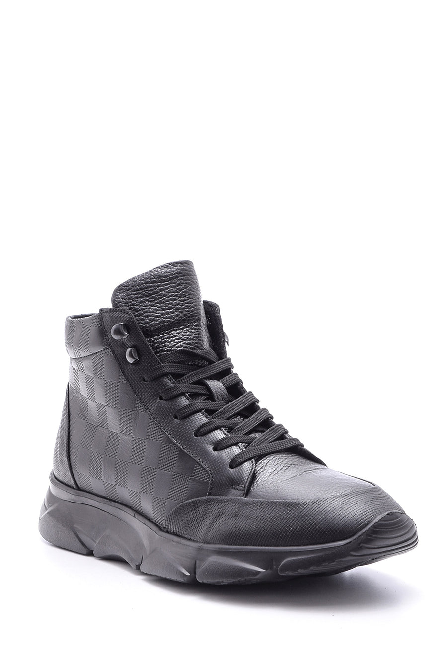 Men's Checkered Leather Boot Sneaker