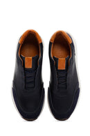 Men's Navy Blue Leather Suede Detailed Sneaker | Derimod