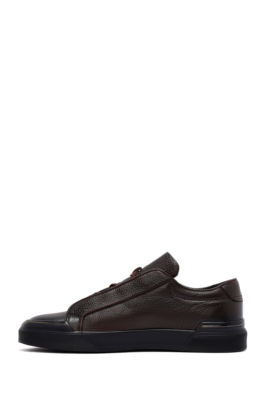 Men's Brown Lace-Up Leather Sneakers