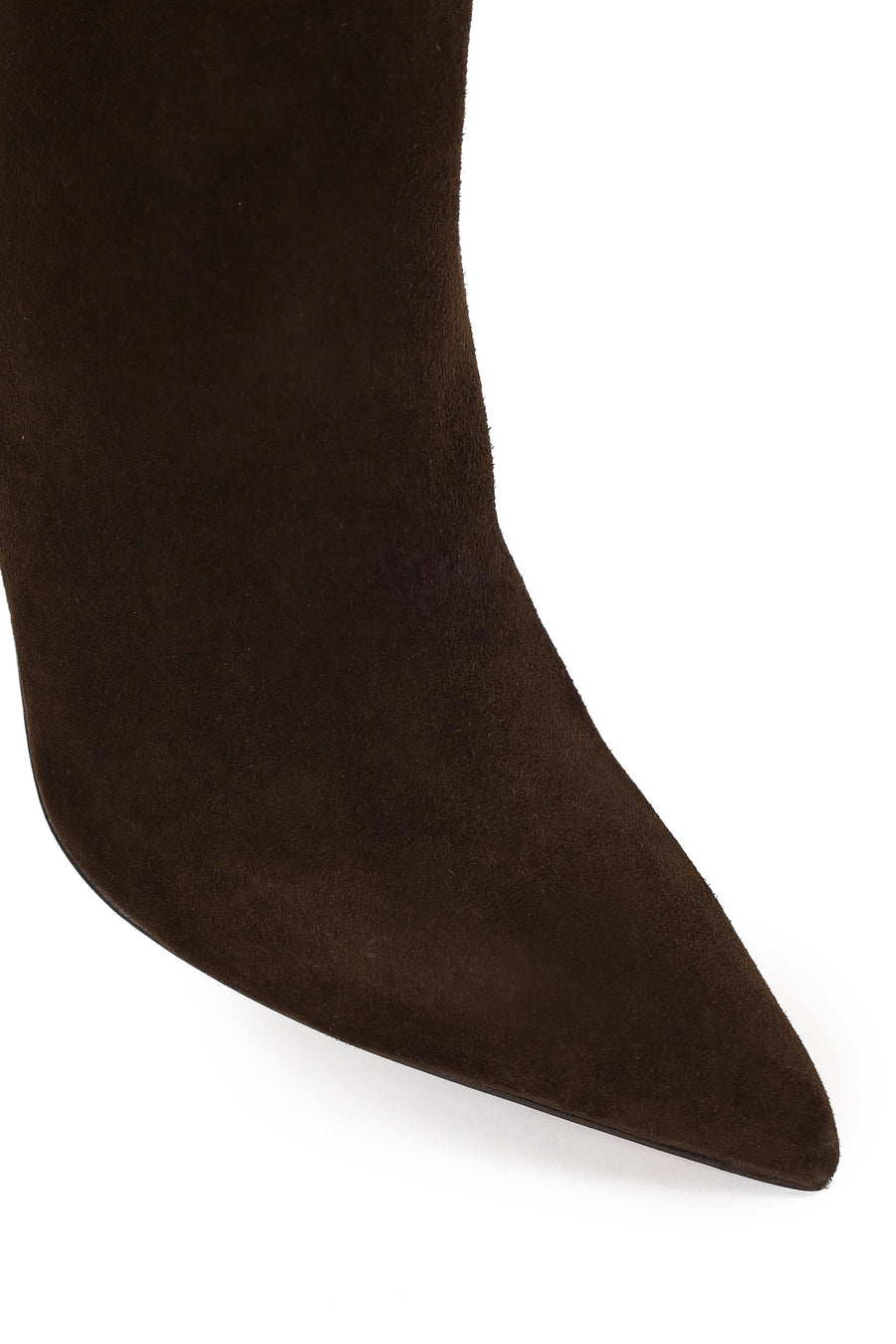 Woman Brown Zip Closure High Thin Heeled Suede Boots