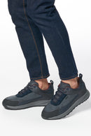 Geox Erkek Lacivert Bağcıklı Deri Sneaker | Derimod