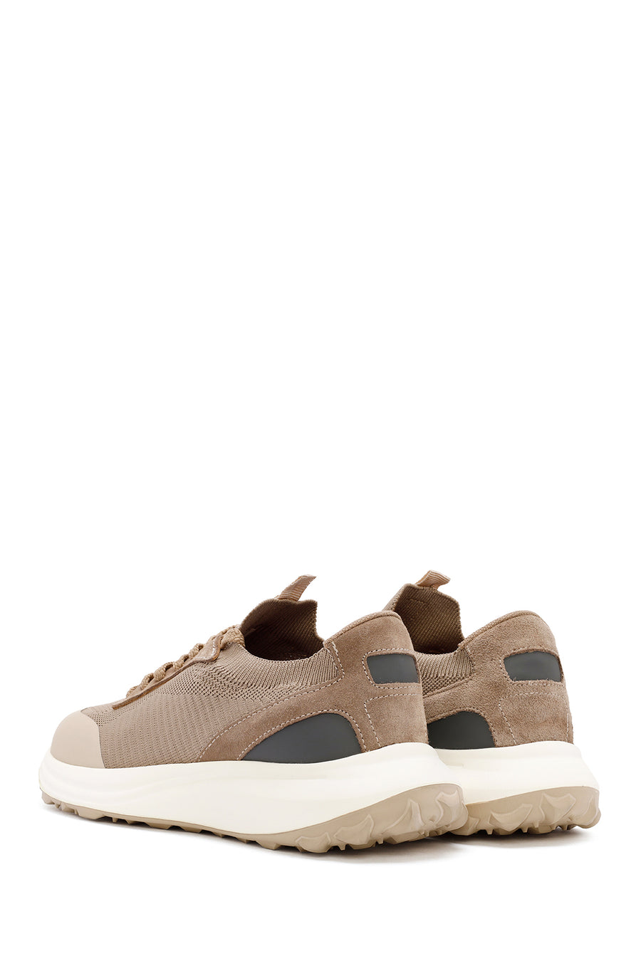 Derimod Zero Men's Beige Lace-Up Thick Soled Fabric Sneaker