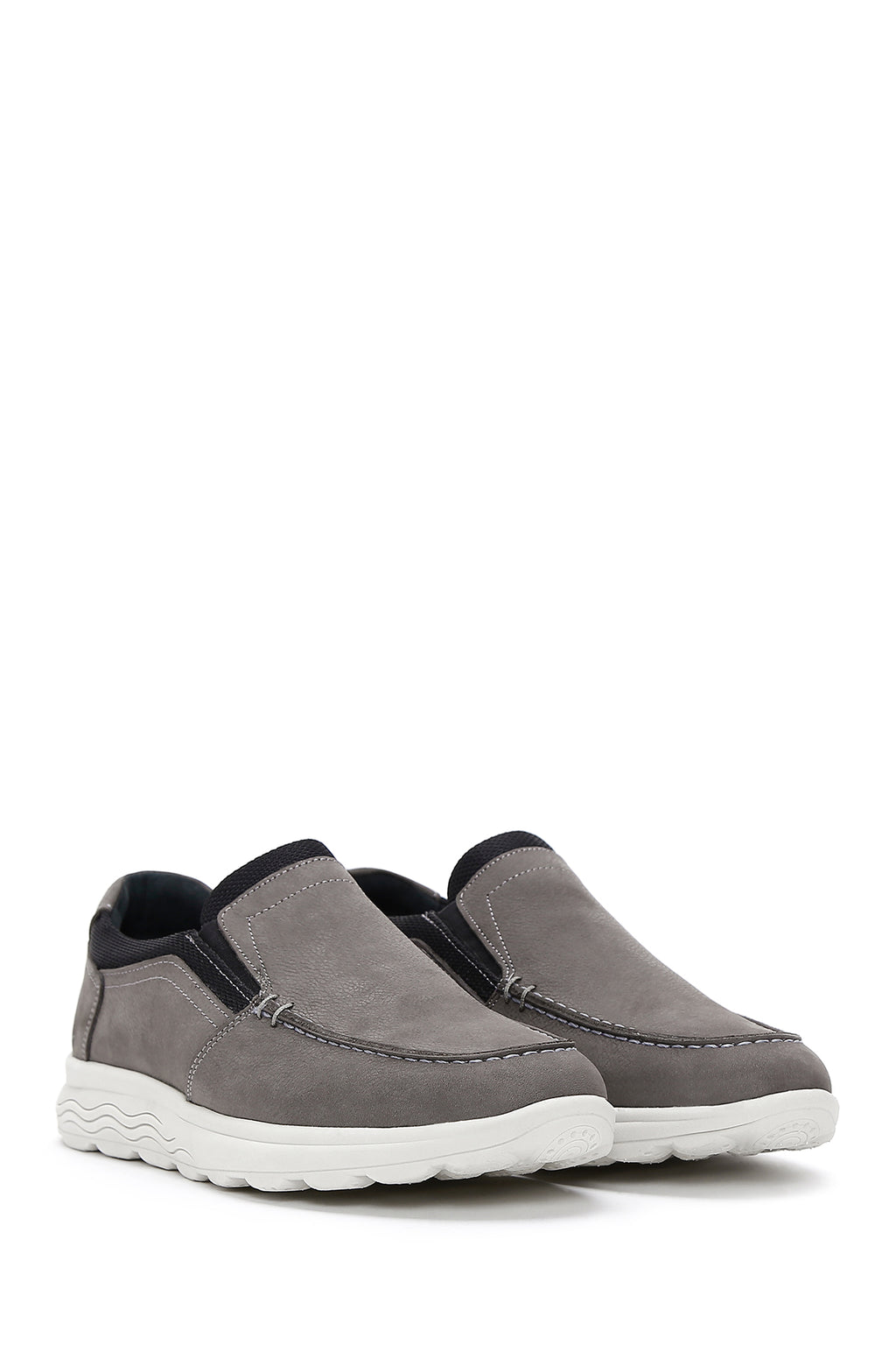 Erkek Gri Nubuk Deri Casual Loafer