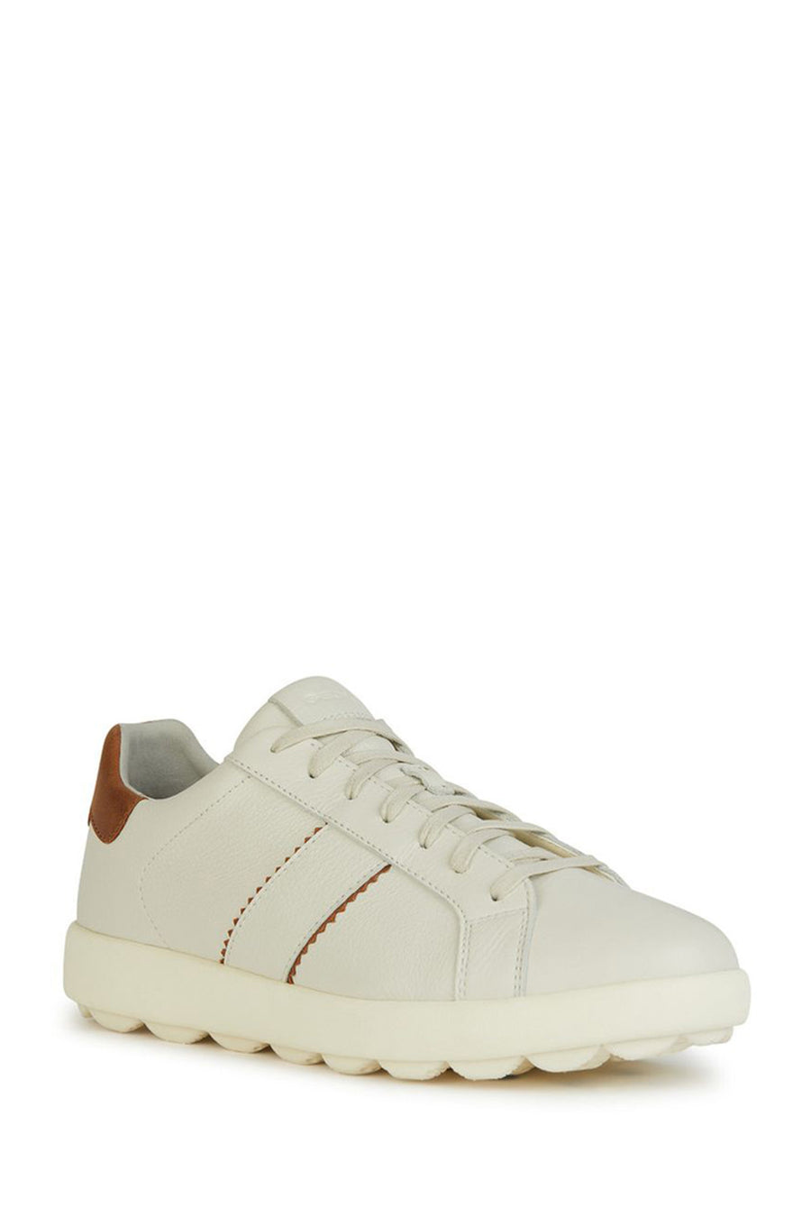 Geox Men's White Spherica Lace-Up Leather Sneaker