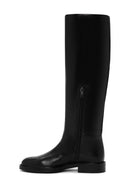 Women's Black Zippered Leather Boots | Derimod