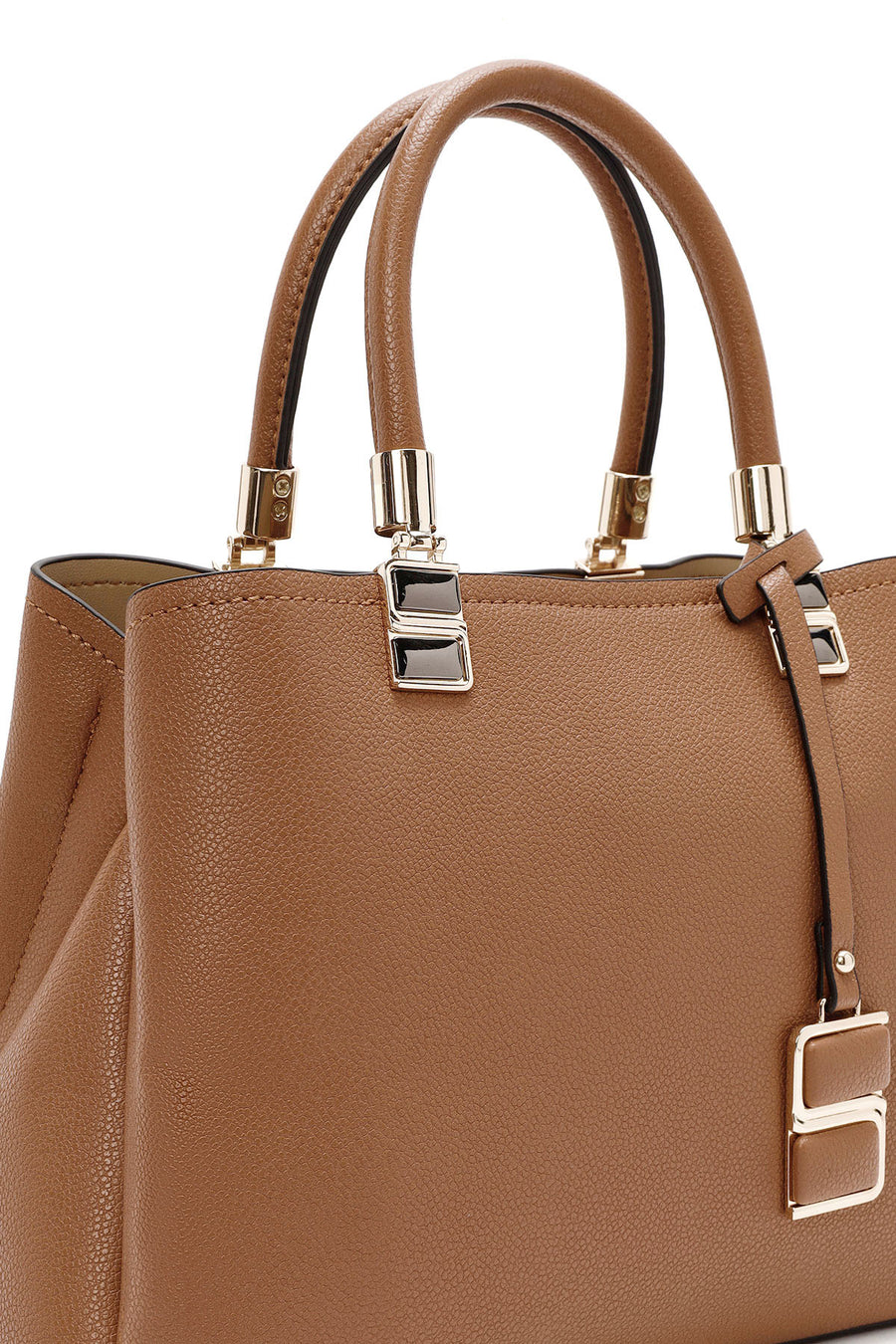 Women's Tan Long Strap Handbag with Accessory Detail