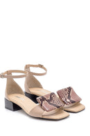 Women's Mink Leather Thick Low Heel Sandals | Derimod