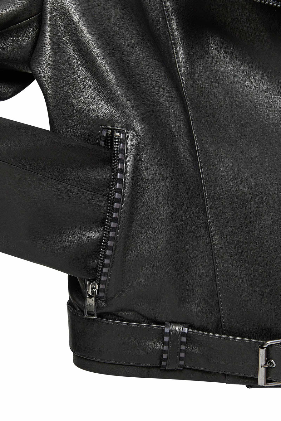 Angel-X Kadın Siyah Biker Deri Ceket