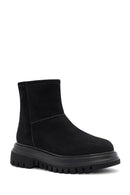 Women's Black Zippered Suede Boots | Derimod