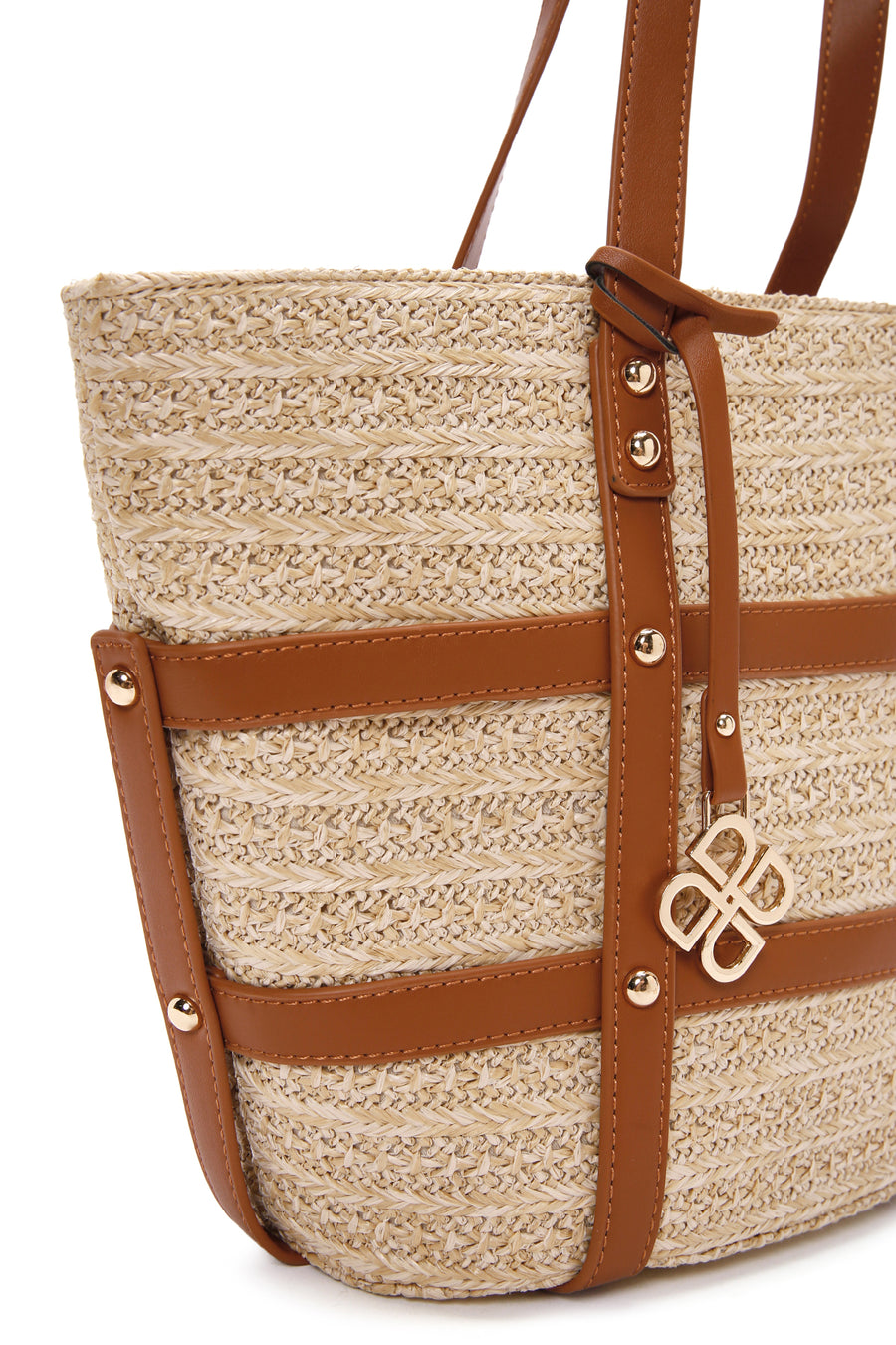 Women's Beige Straw Shoulder Bag