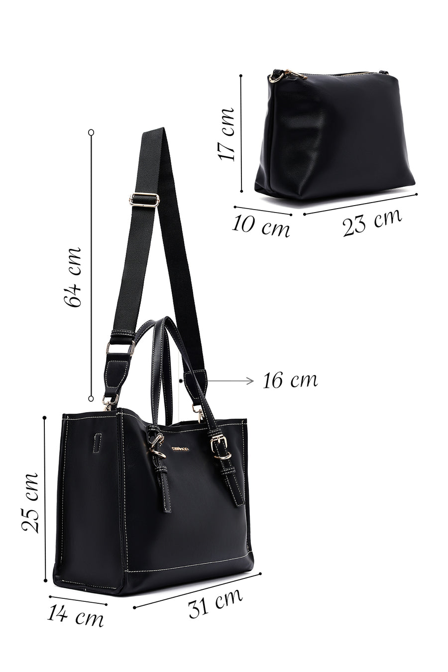 Woman Black Long Strap Shoulder Bag