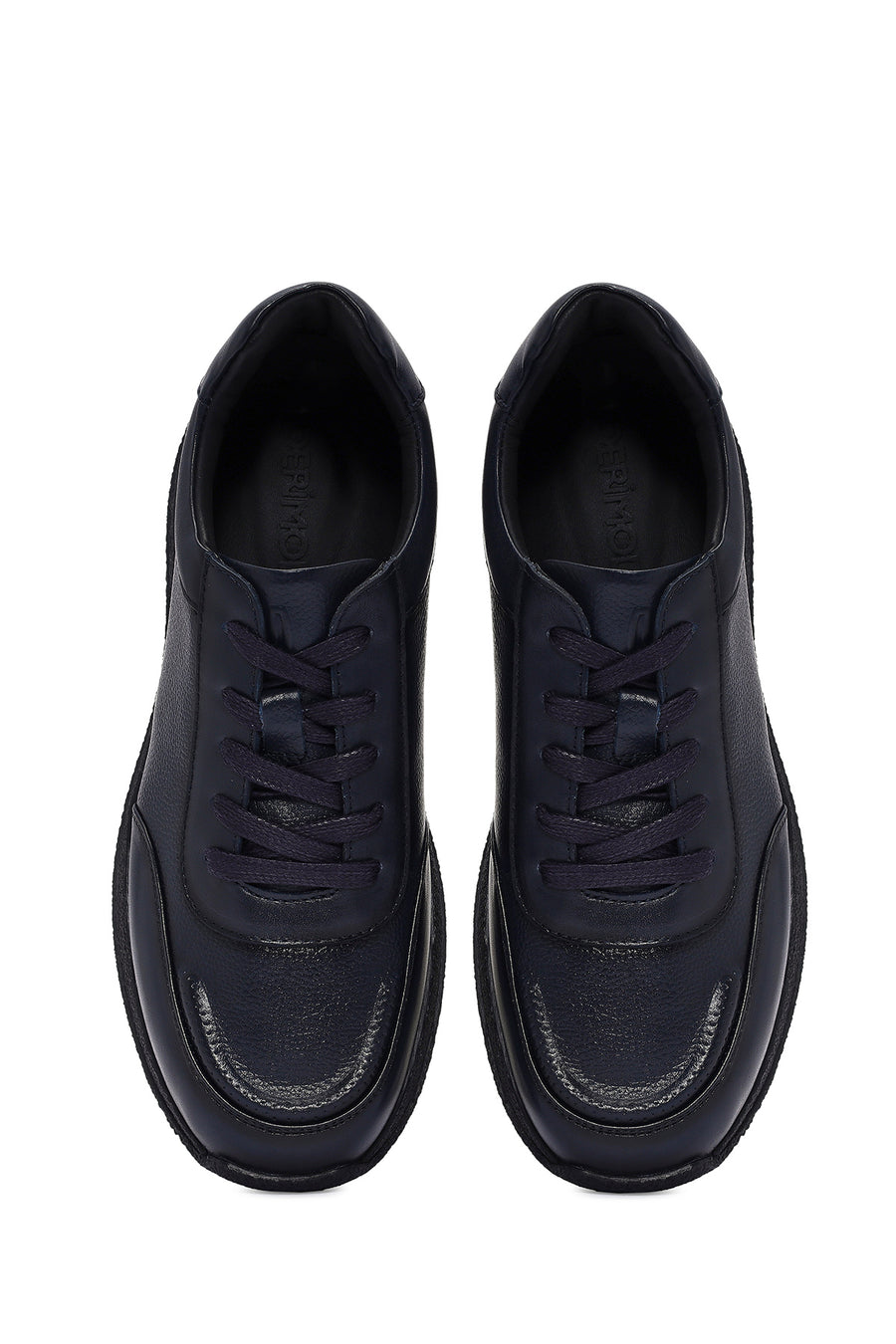 Men's Navy Blue Lace-Up Leather Sneaker