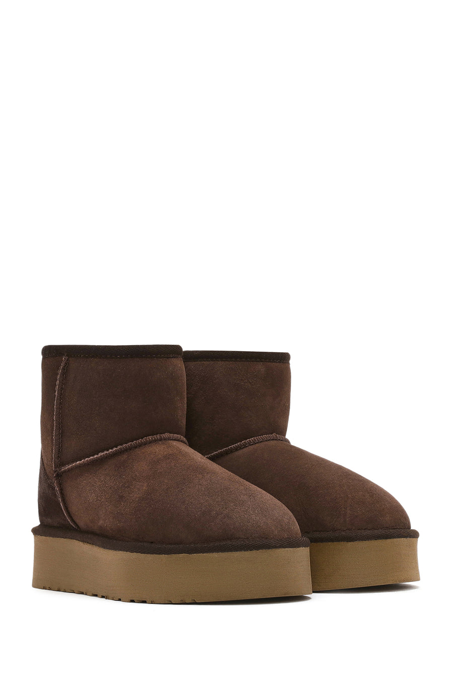 Women's Brown Thick Sole Suede Leather Boots