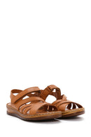 Women's Tan Strap Leather Comfort Sandals | Derimod