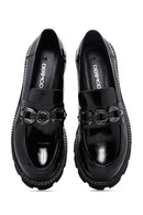 Women's Leather Patent Leather Masculine Loafer | Derimod