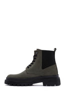 Men's Khaki Nubuck Leather Thick Soled Casual Boots | Derimod