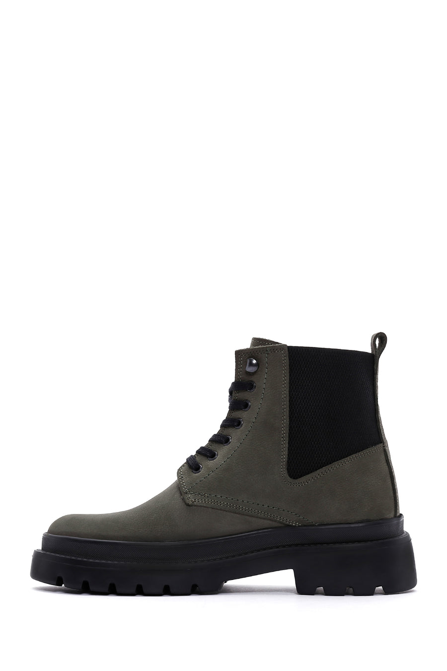 Men's Khaki Nubuck Leather Thick Soled Casual Boots