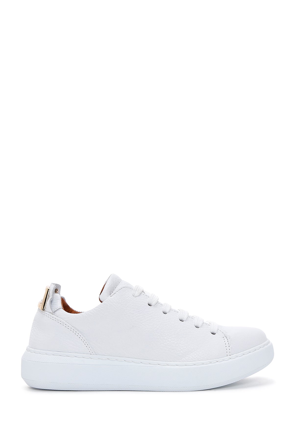 Women's White Lace-Up Leather Sneaker 24SFD1304FT | Derimod