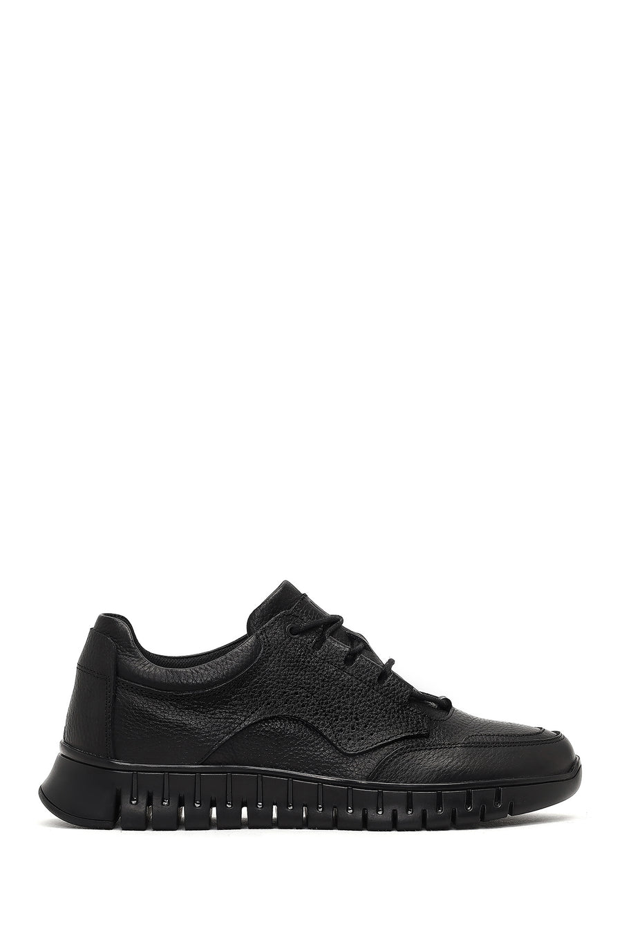 Men's Black Lace-Up Thick-Soled Leather Casual Sneaker 25WFD6809FT | Derimod