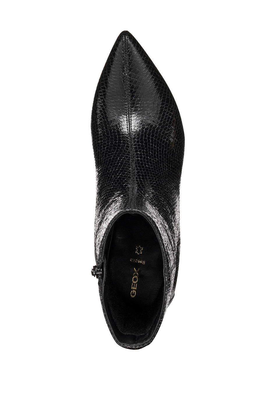 Geox Women Black D Kleopy B - Metal.Goat Zippered Patterned Thin Heeled Leather Boot