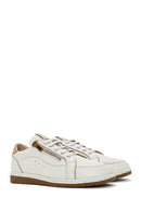 Women's Cream Lace-Up Leather Sneakers | Derimod