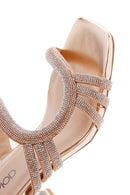 Women's Pink Gold Stone Heeled Slippers | Derimod