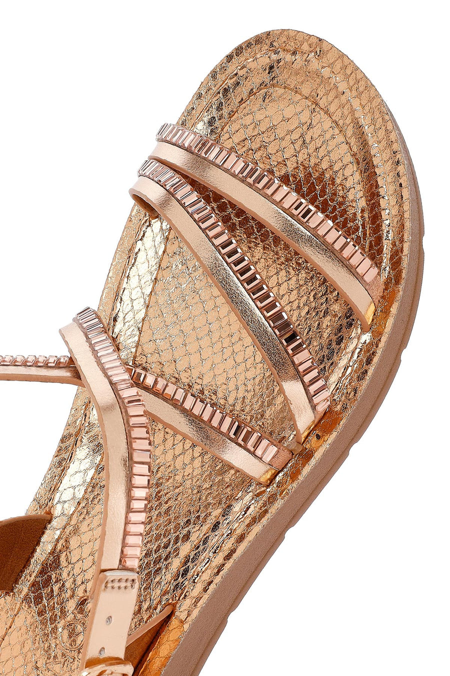 Women's Pink Thick Soled Stoned Sandals