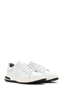 Men's White Lace-up Thick-Sole Leather Sneaker | Derimod