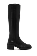 Women's Black Zippered Leather Boots | Derimod