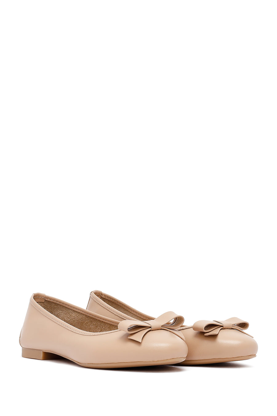 Women's Beige Leather Ballerinas