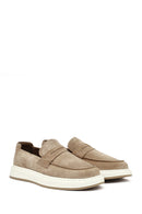 Men's Beige Suede Leather Casual Loafer | Derimod