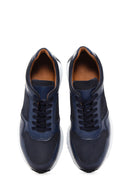 Men's Navy Blue Leather Sneaker | Derimod