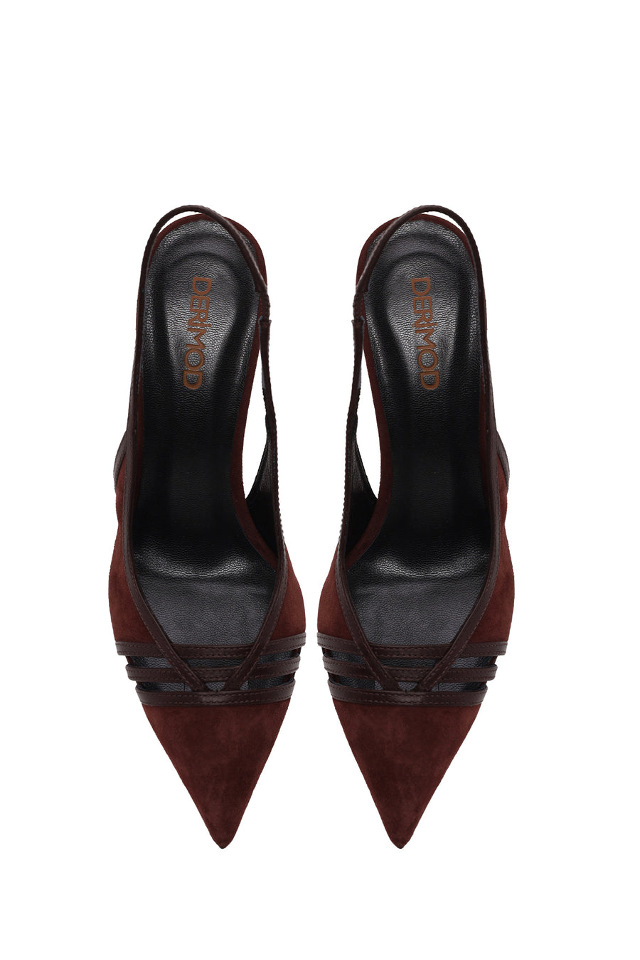 Woman Burgundy Slingback Stiletto Suede Shoes