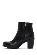 Women's Leather Buckle Heeled Boots | Derimod