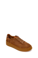 Woman Tan Lace-Up Thick-Soled Suede Leather Sneakers | Derimod