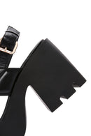 Women's Black Ankle Strap Thick Heeled Sandals | Derimod