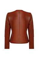 Irina Women's Brown Judge Collar Leather Jacket | Derimod