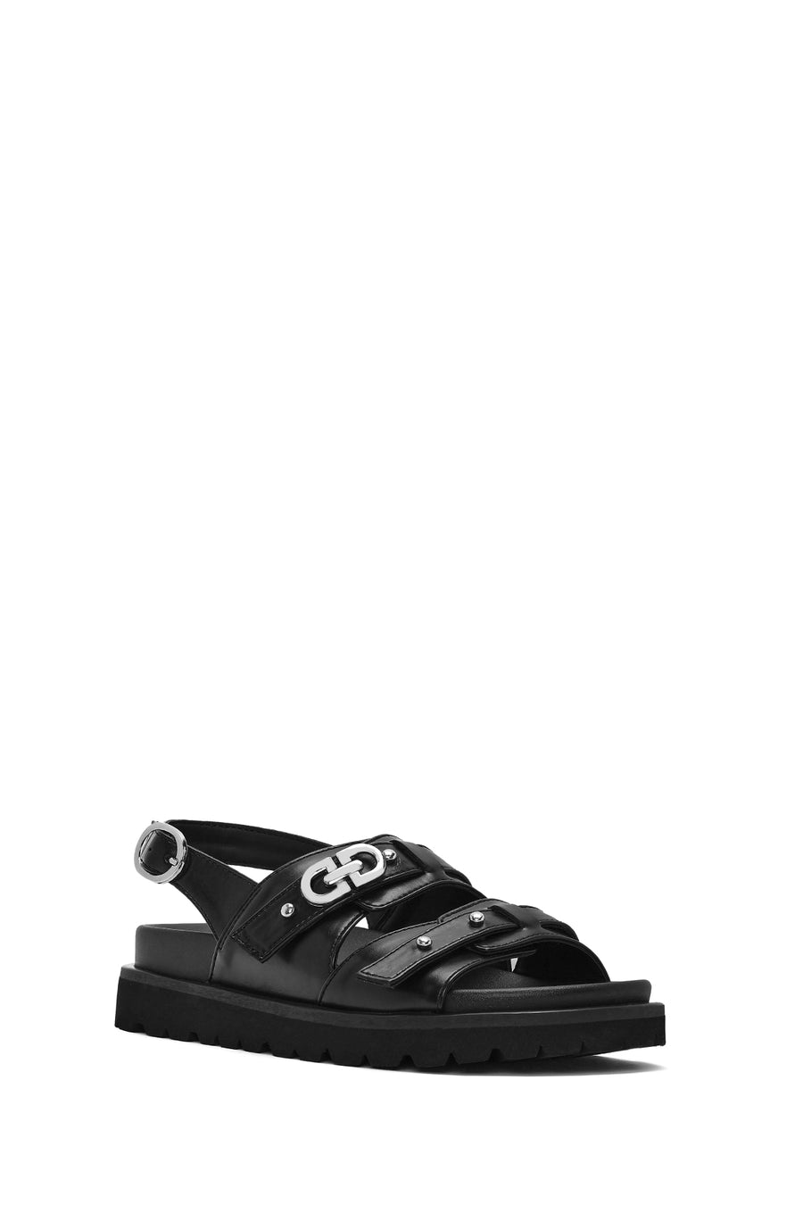 Women's Black Buckle Sandals