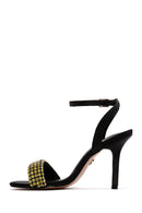 Women's Black Yellow Stone Thin Heeled Ankle Sandals | Derimod