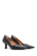 Women's Black Leather Low Heeled Shoes | Derimod