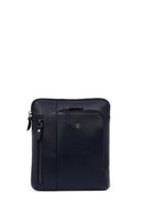 Men's Navy Leather Messenger Bag | Derimod