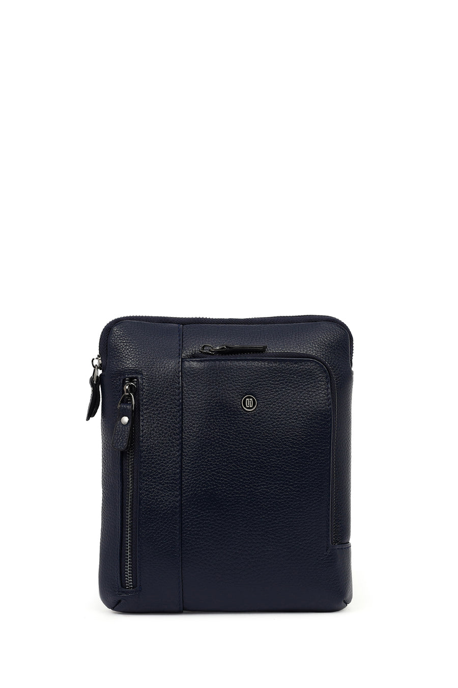Men's Navy Leather Messenger Bag